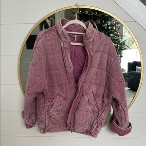 Free People Mauve Dolman Quilted Bomber Jacket